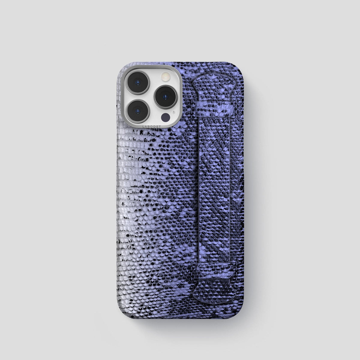 Navy-Blue iPhone 14 Pro Himalayan Lizard Strap Case with Steel Metal -1 | Navy-Blue-Steel