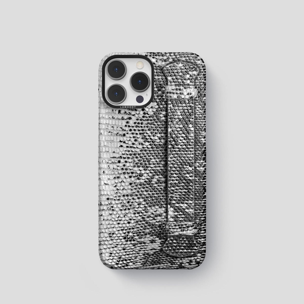 Dark iPhone 14 Pro Himalayan Lizard Strap Case with Black Metal -1 | Dark-Black