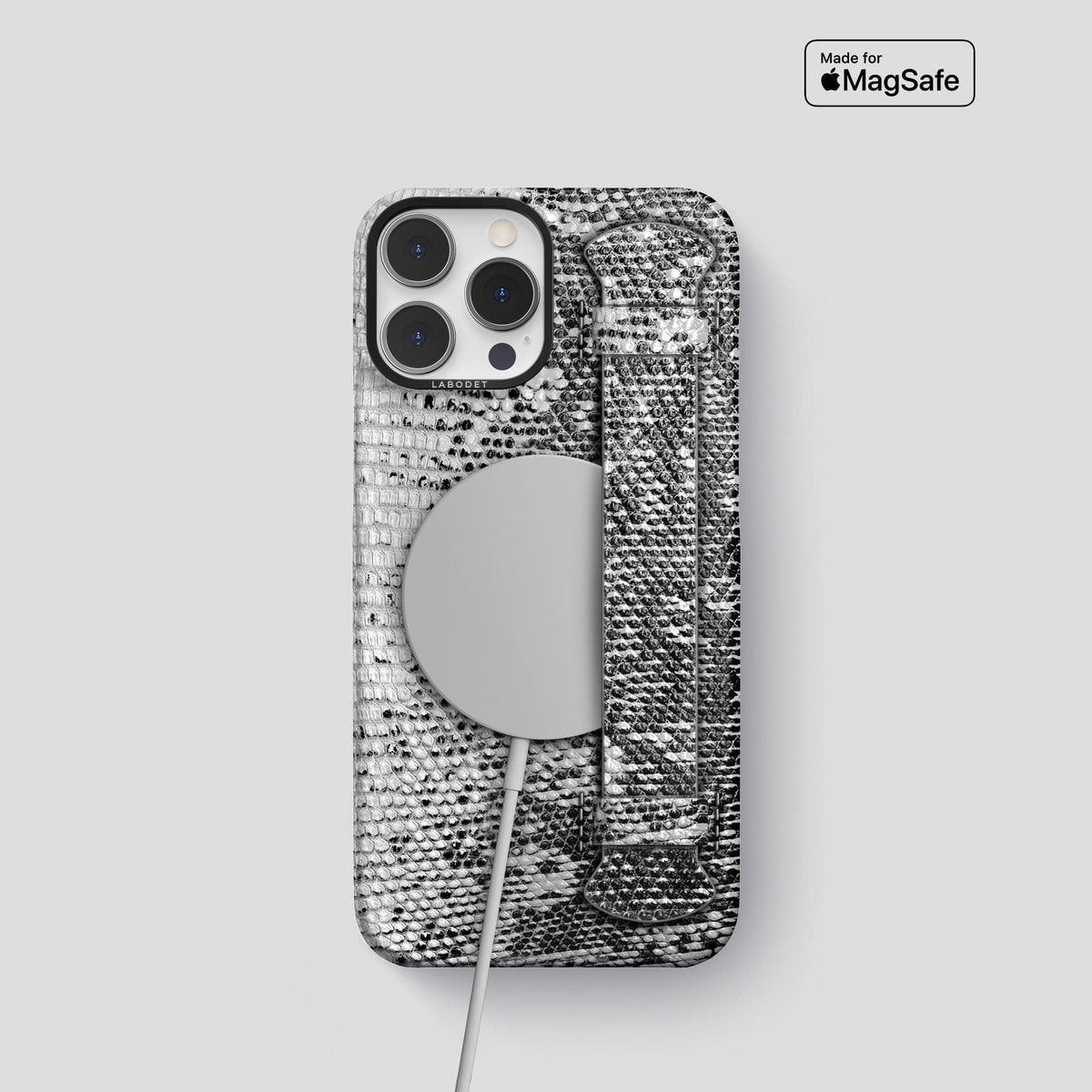 Dark iPhone 14 Pro Himalayan Lizard Strap Case with Black Metal -5 | Dark-Black