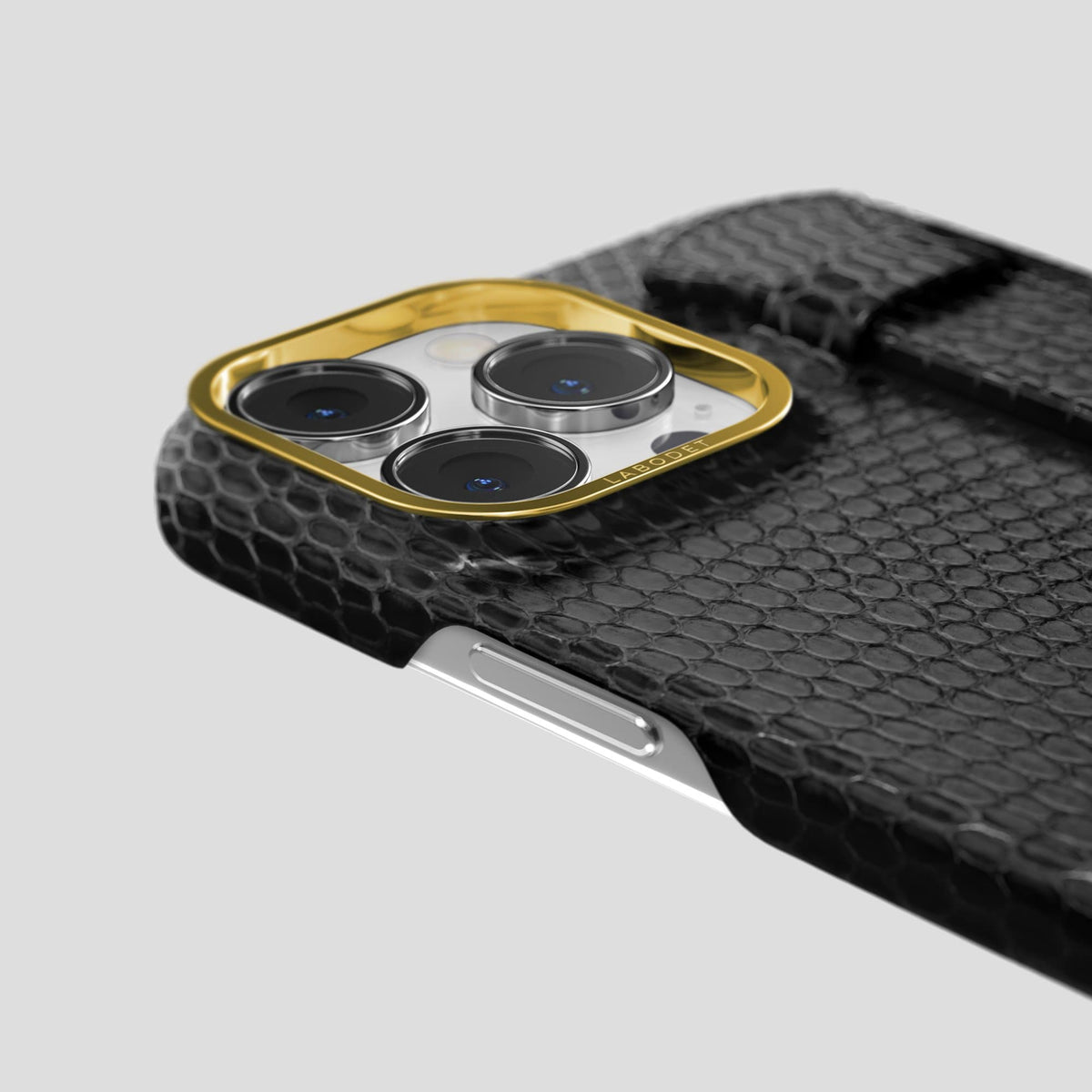Black iPhone 14 Pro Strap Case with Gold Metal -6 | Black-Gold