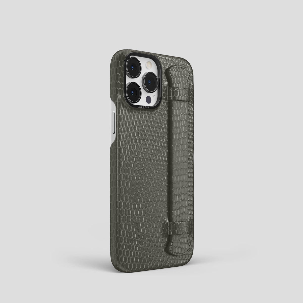 Grey iPhone 14 Pro Strap Case with Black Metal -2 | Grey-Black