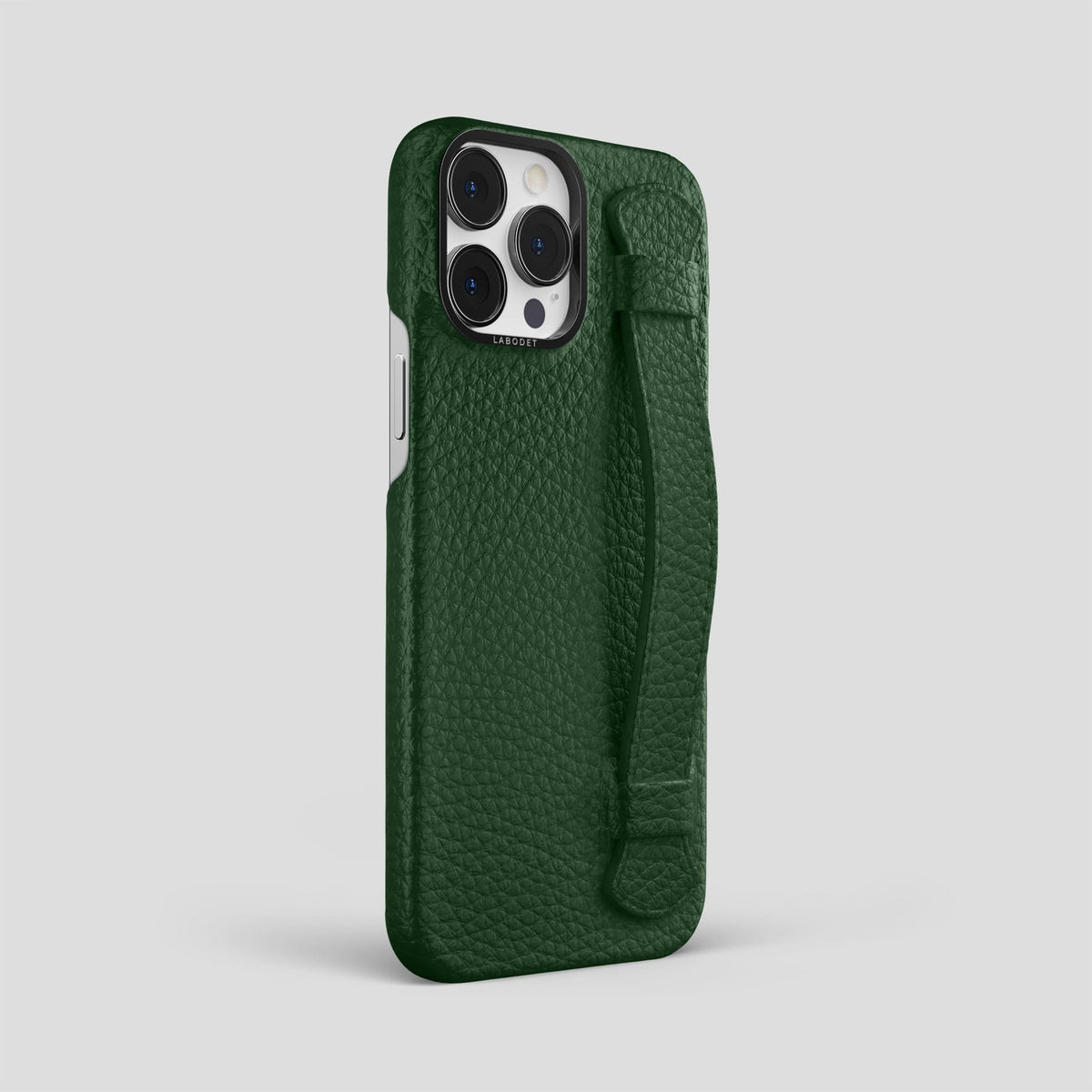 Dark Green iPhone 14 Pro Max Strap Case Calf with Black Metal -2 | Dark-Green-Black