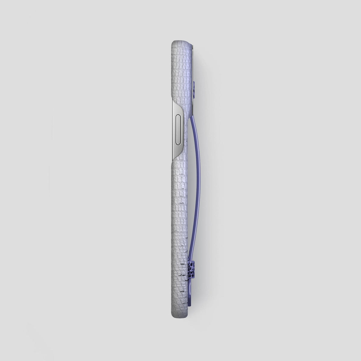 Navy-Blue iPhone 14 Pro Max Himalayan Lizard Strap Case with Steel Metal -3 | Navy-Blue-Steel