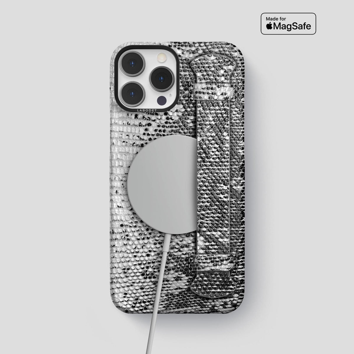 Dark iPhone 14 Pro Max Himalayan Lizard Strap Case with Black Metal -5 | Dark-Black