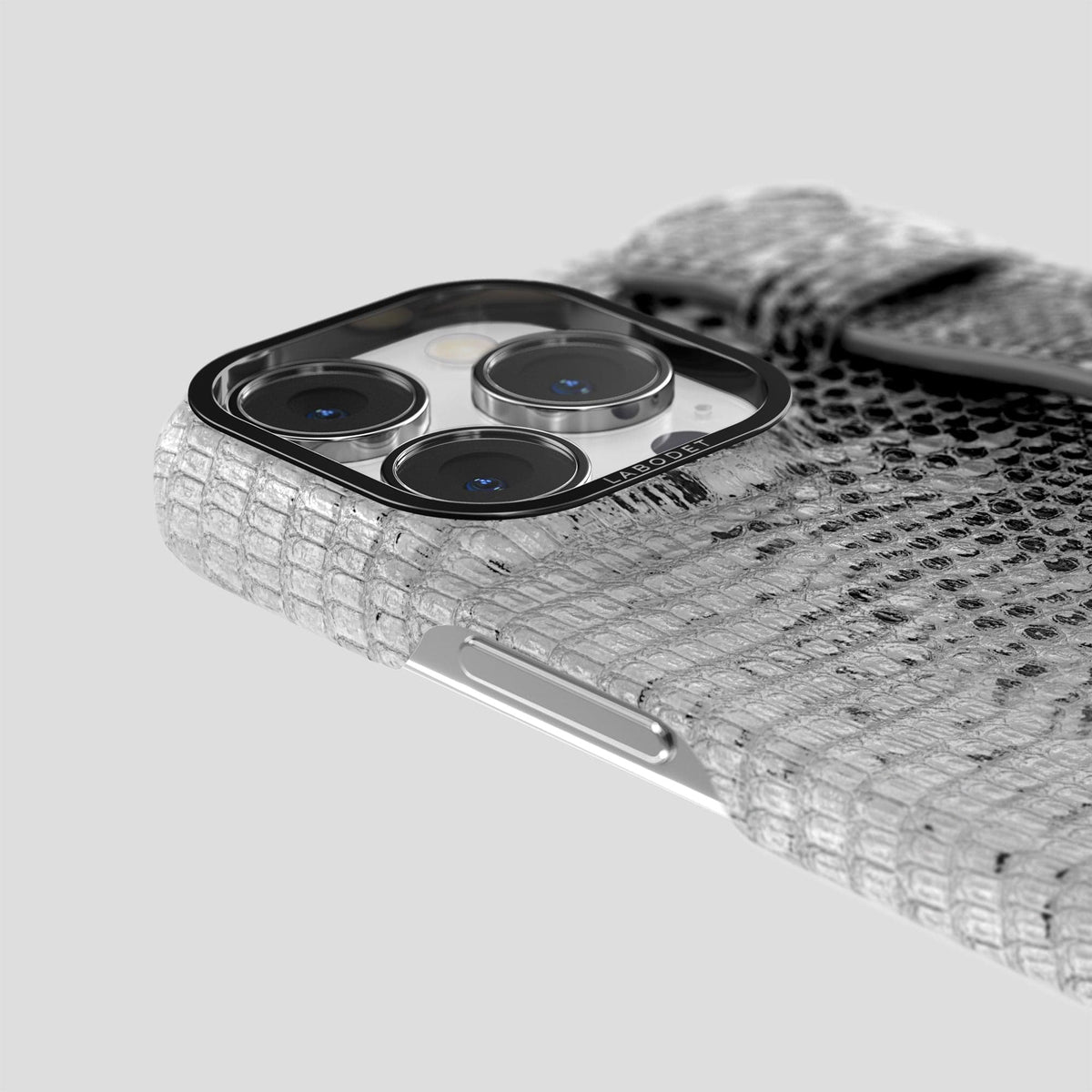 Dark iPhone 14 Pro Max Himalayan Lizard Strap Case with Black Metal -6 | Dark-Black