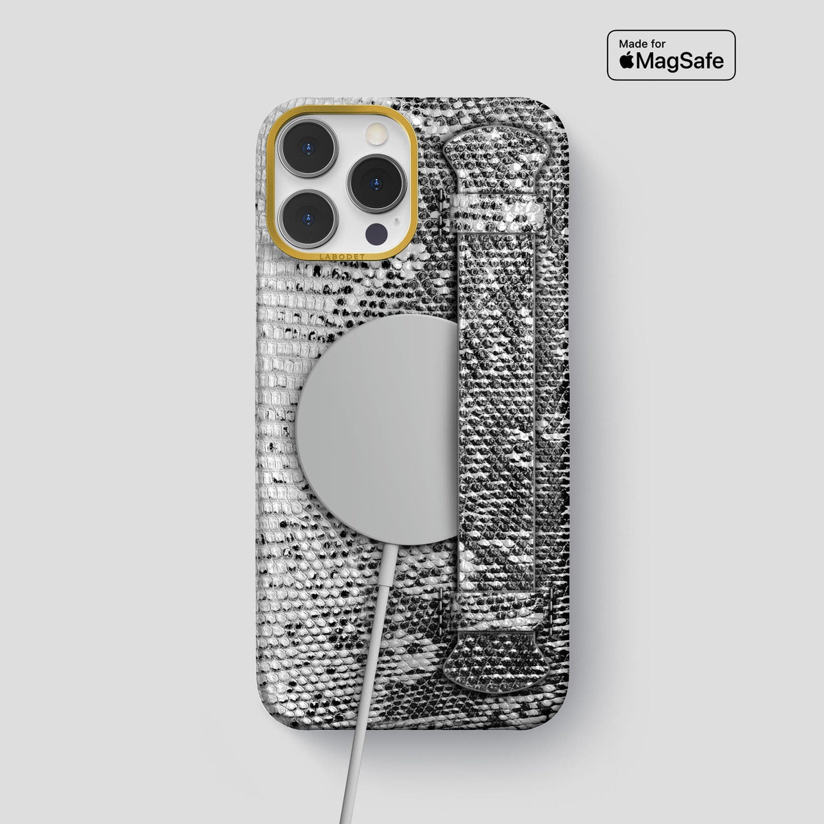 Dark iPhone 14 Pro Max Himalayan Lizard Strap Case with Gold Metal -5 | Dark-Gold