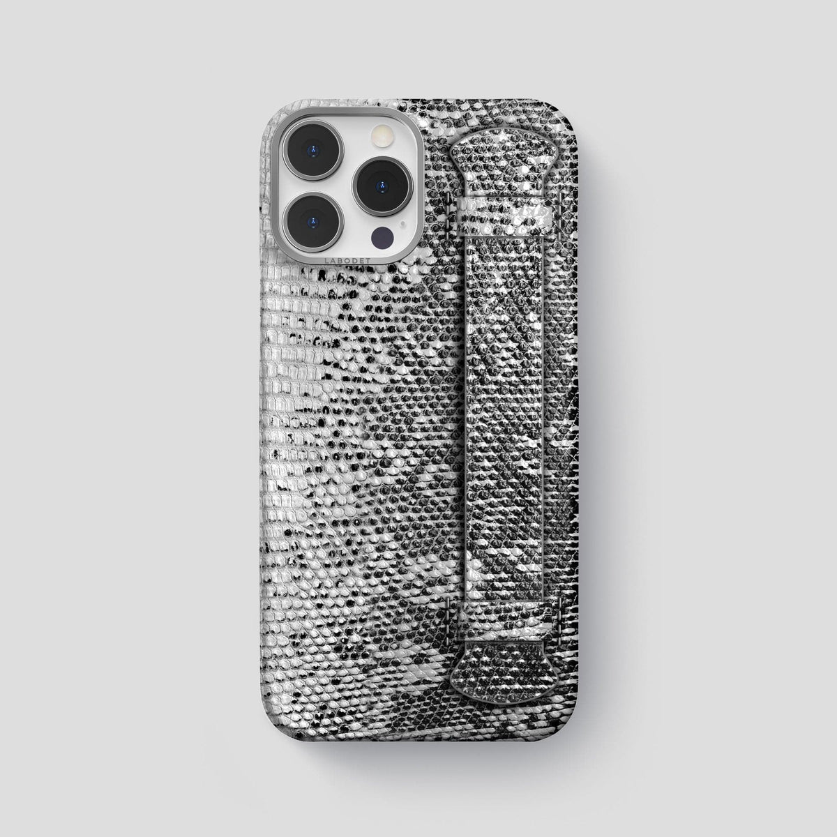 Dark iPhone 14 Pro Max Himalayan Lizard Strap Case with Steel Metal -1 | Dark-Steel