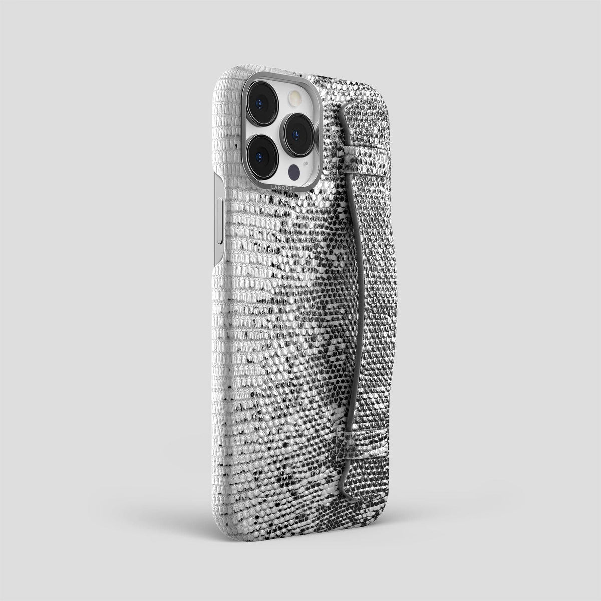 Dark iPhone 14 Pro Max Himalayan Lizard Strap Case with Steel Metal -2 | Dark-Steel