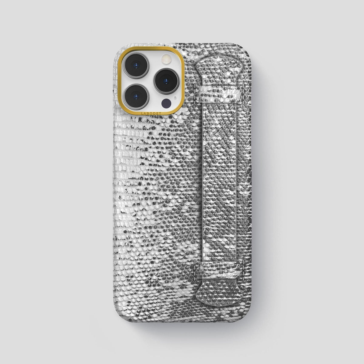 Light iPhone 14 Pro Max Himalayan Lizard Strap Case with Gold Metal -1 | Light-Gold