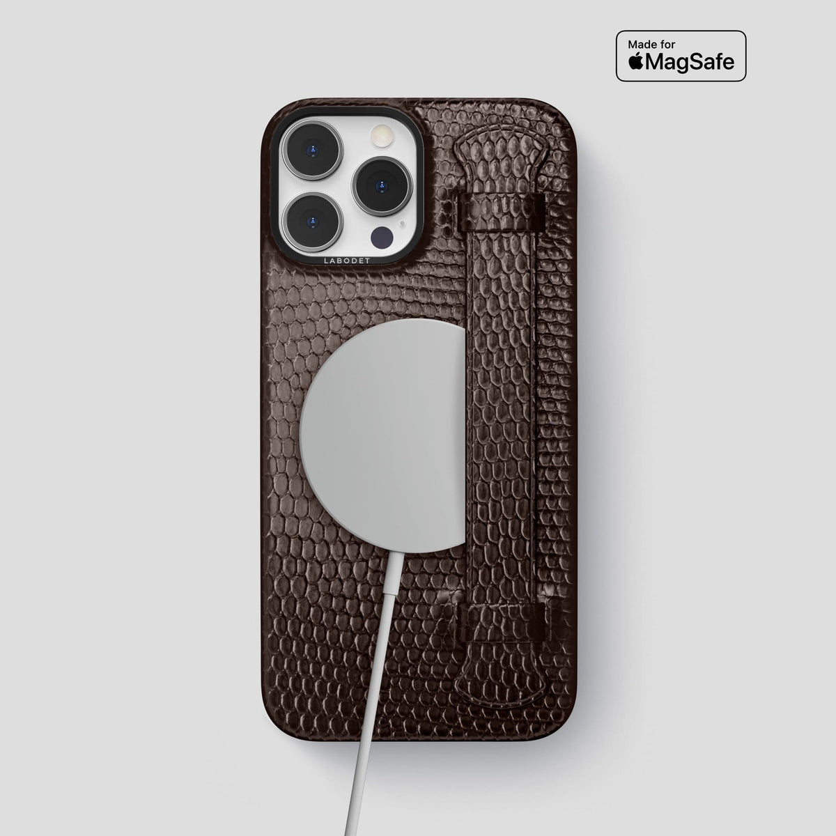 Brown iPhone 14 Pro Max Strap Case with Black Metal -5 | Brown-Black