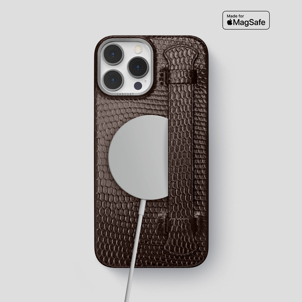Brown iPhone 14 Pro Max Strap Case with Steel Metal -5 | Brown-Steel