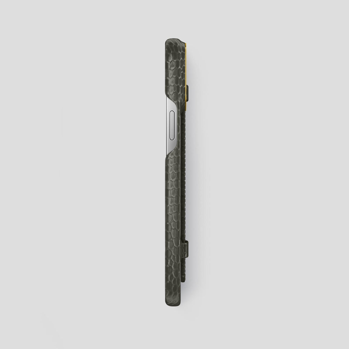 Grey iPhone 14 Pro Max Strap Case with Gold Metal -3 | Grey-Gold