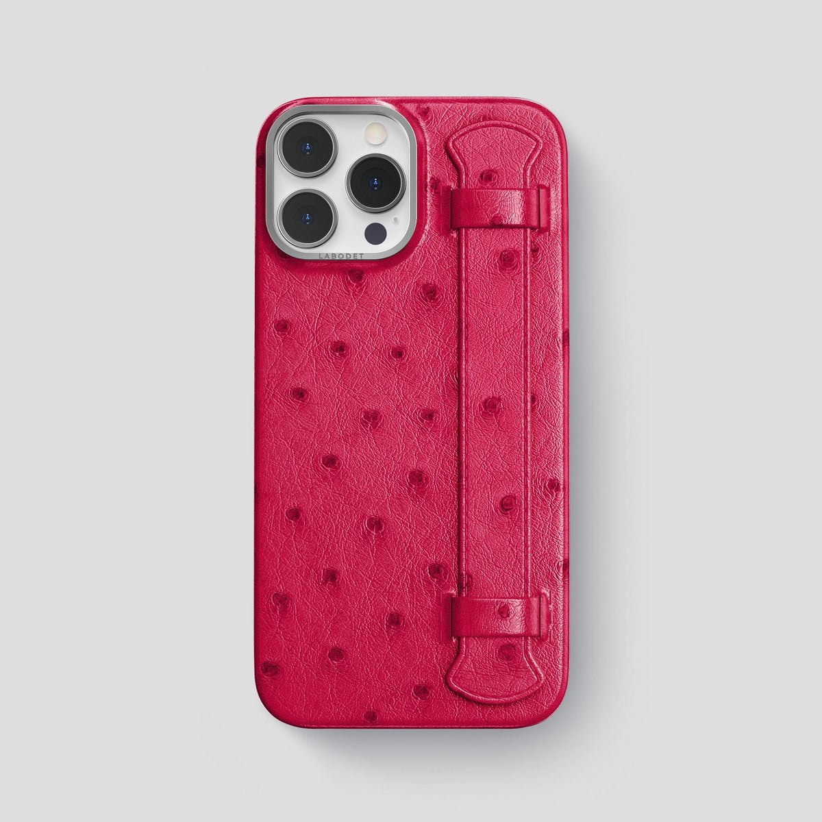 Bordeaux iPhone 14 Pro Max Handle Case Ostrich with Steel Metal -1 | Bordeaux-Steel