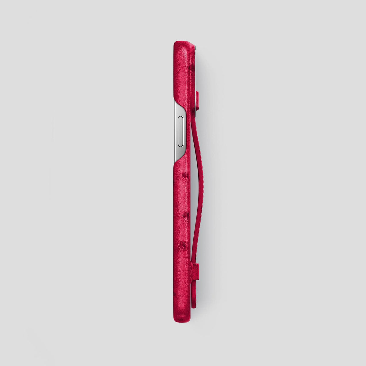 Bordeaux iPhone 14 Pro Max Handle Case Ostrich with Steel Metal -3 | Bordeaux-Steel