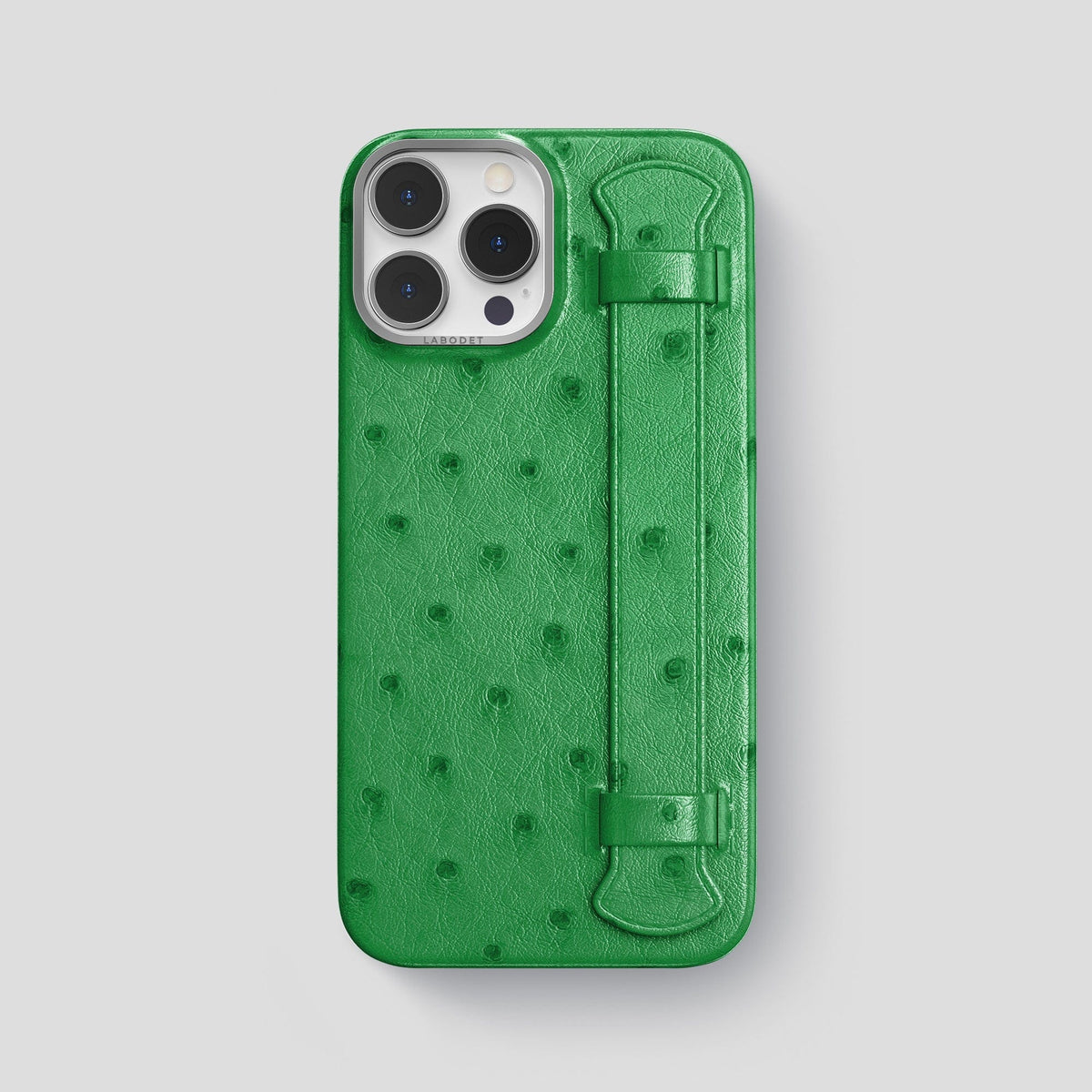 Kentucky Green iPhone 14 Pro Max Handle Case Ostrich with Steel Metal -1 | Kentucky-Green-Steel