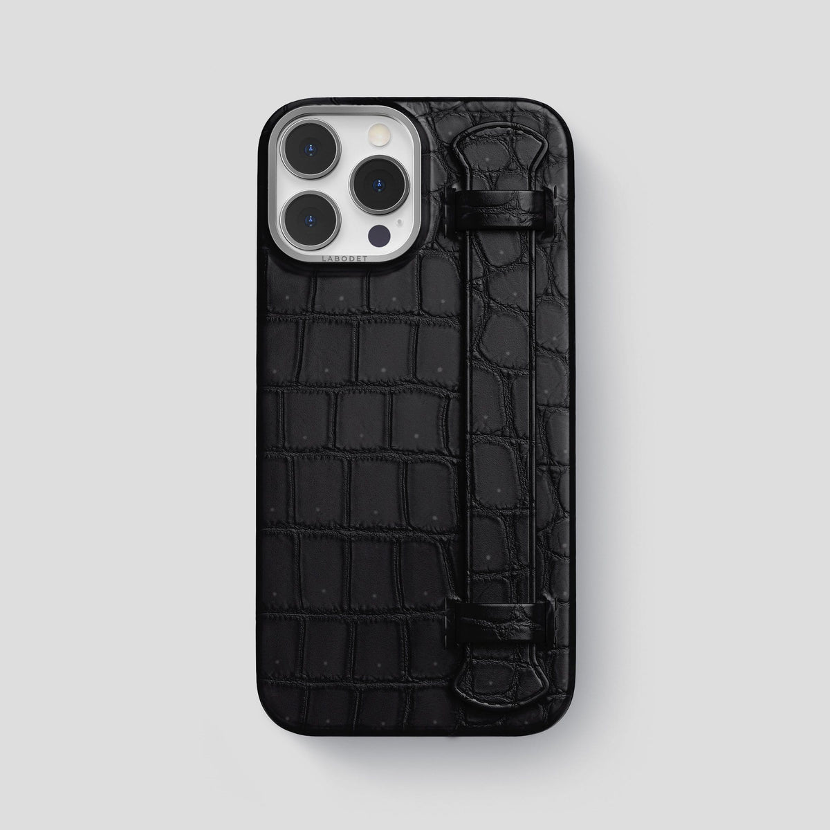 Black iPhone 14 Pro Max Strap Case with Steel Metal -1 | Black-Steel