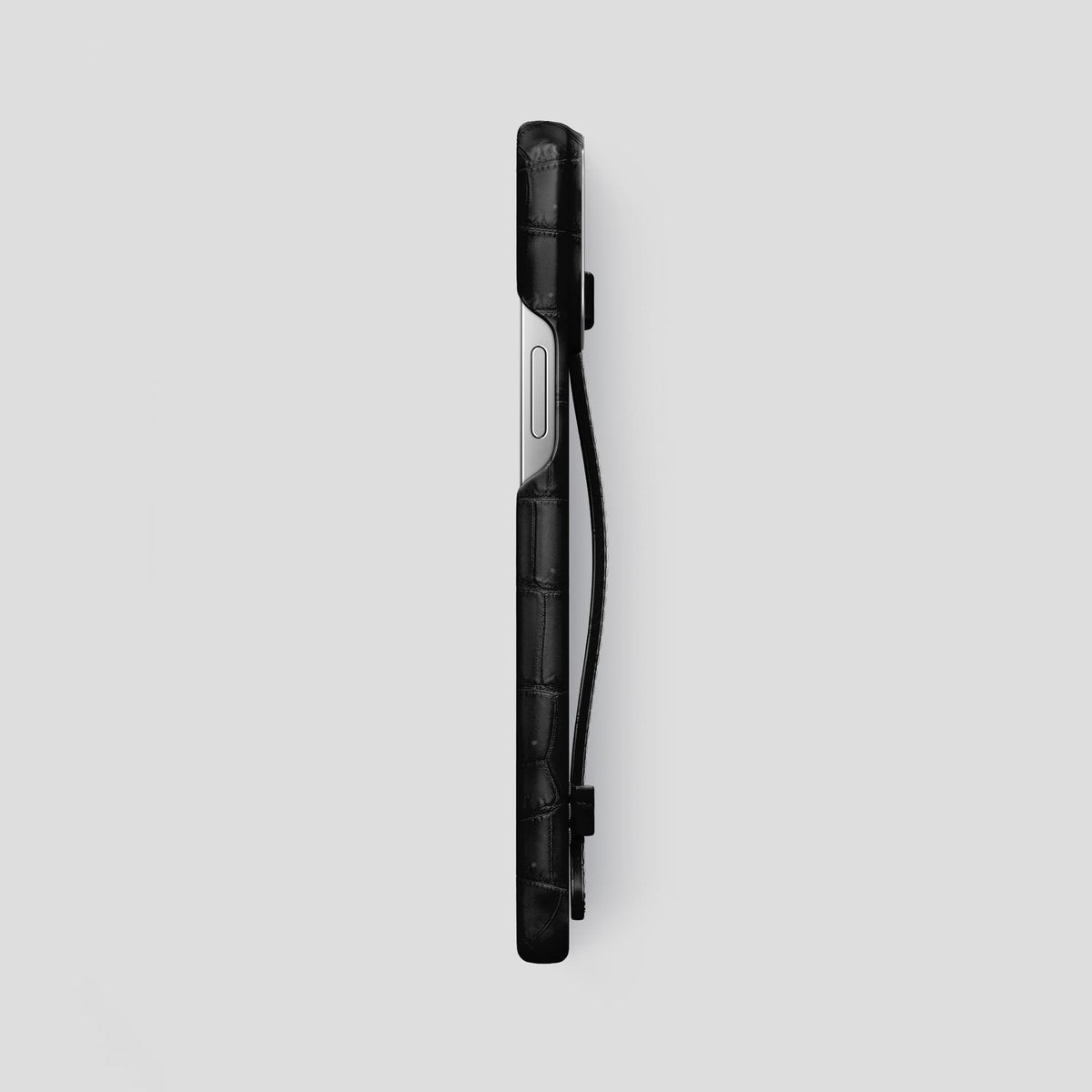 Black iPhone 14 Pro Max Strap Case with Steel Metal -3 | Black-Steel
