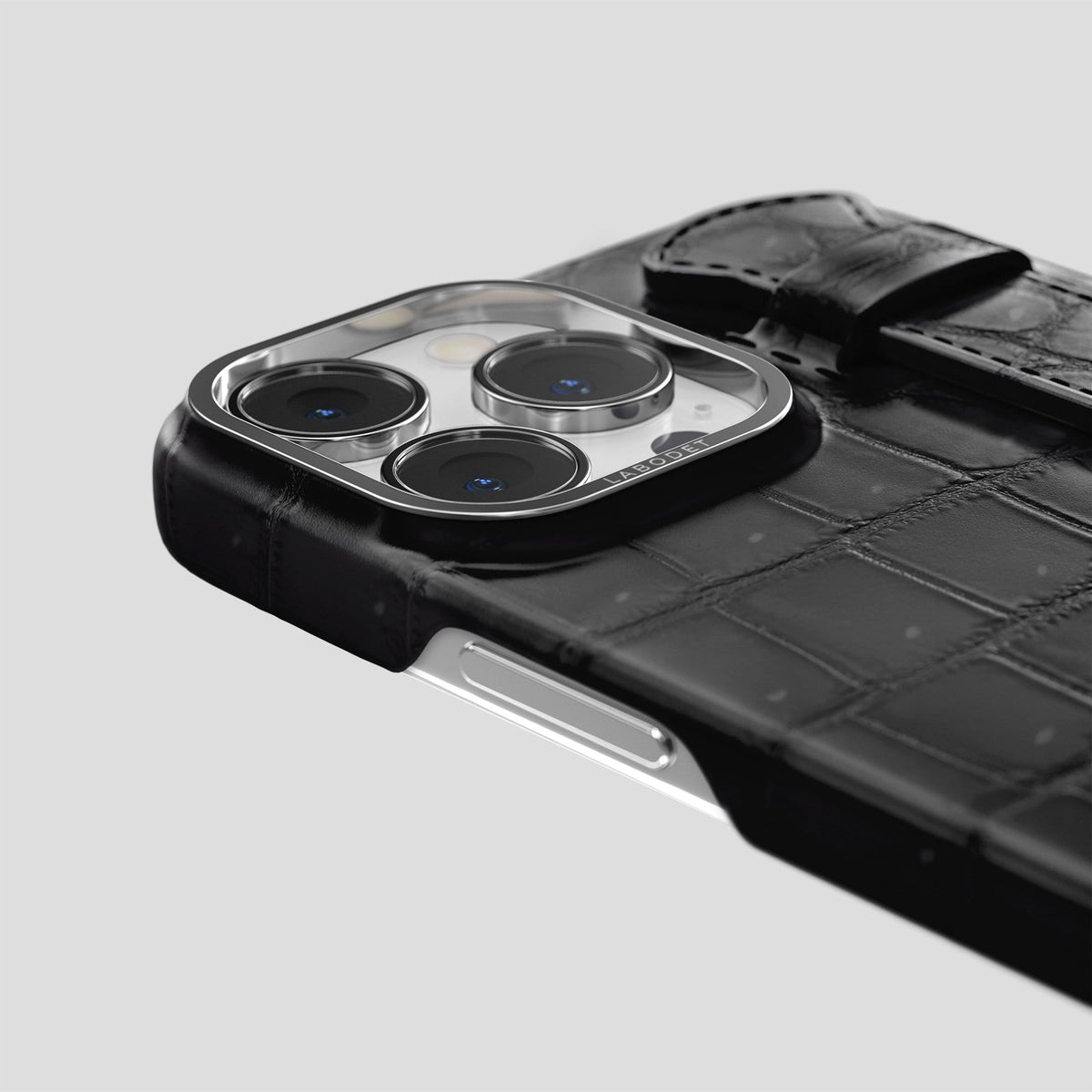 Black iPhone 14 Pro Max Strap Case with Steel Metal -6 | Black-Steel