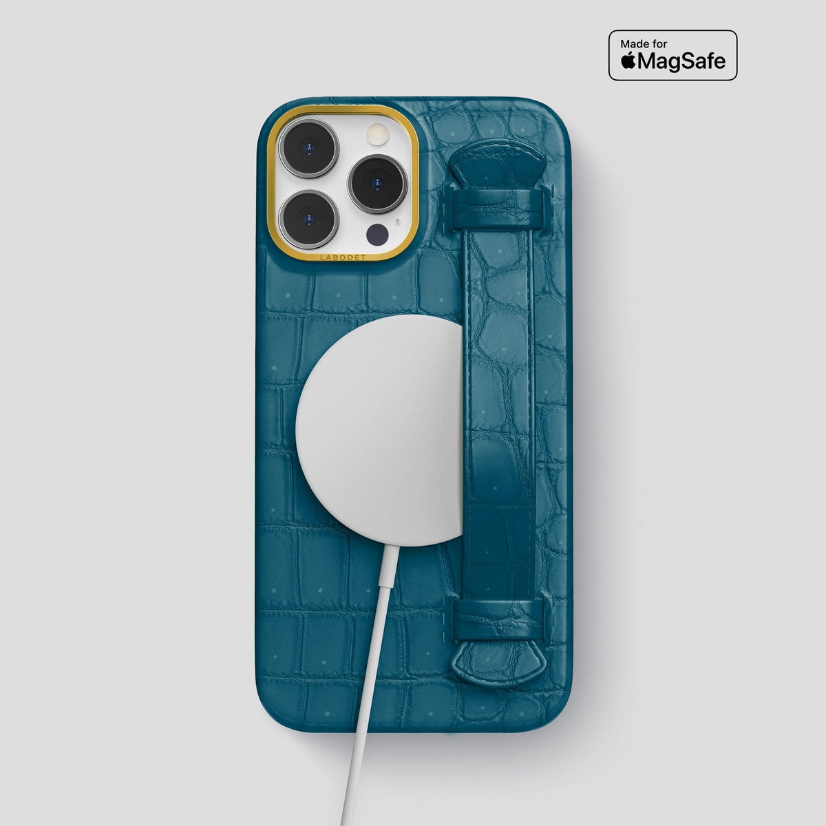 Duck Blue iPhone 14 Pro Max Strap Case with Gold Metal -5 | Duck-Blue-Gold