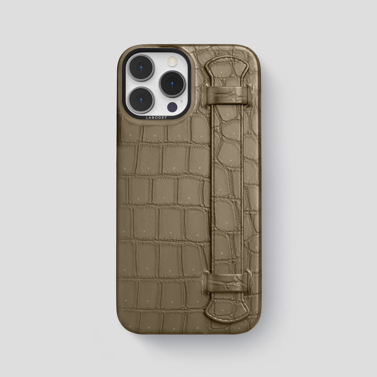 Kaki Green iPhone 14 Pro Max Strap Case with Black Metal -1 | Kaki-Green-Black