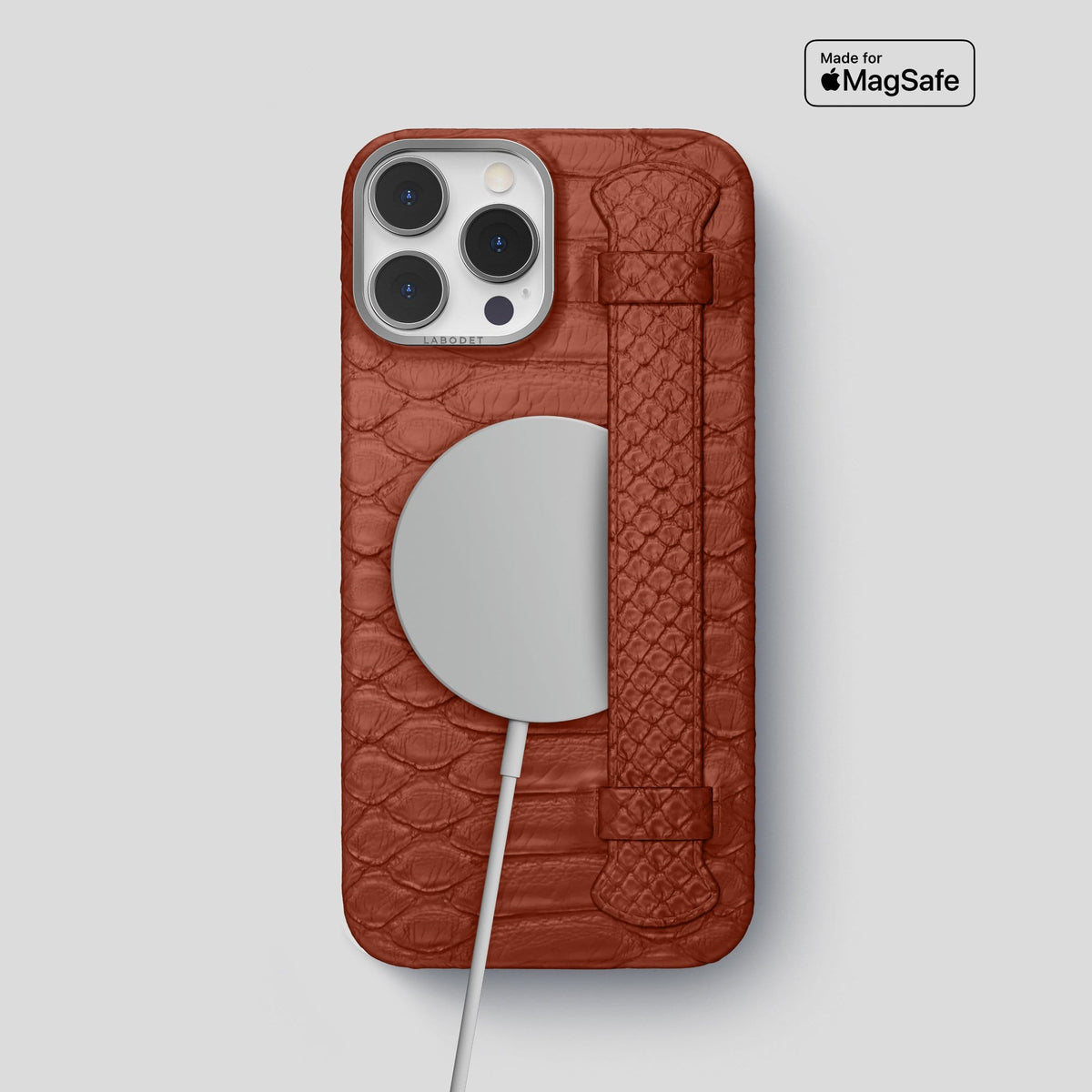 Brown iPhone 14 Pro Max Strap Case Python with Steel Metal -5 | Brown-Steel