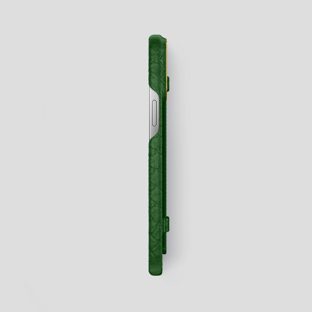 Green iPhone 14 Pro Max Strap Case Python with Gold Metal -3 | Green-Gold