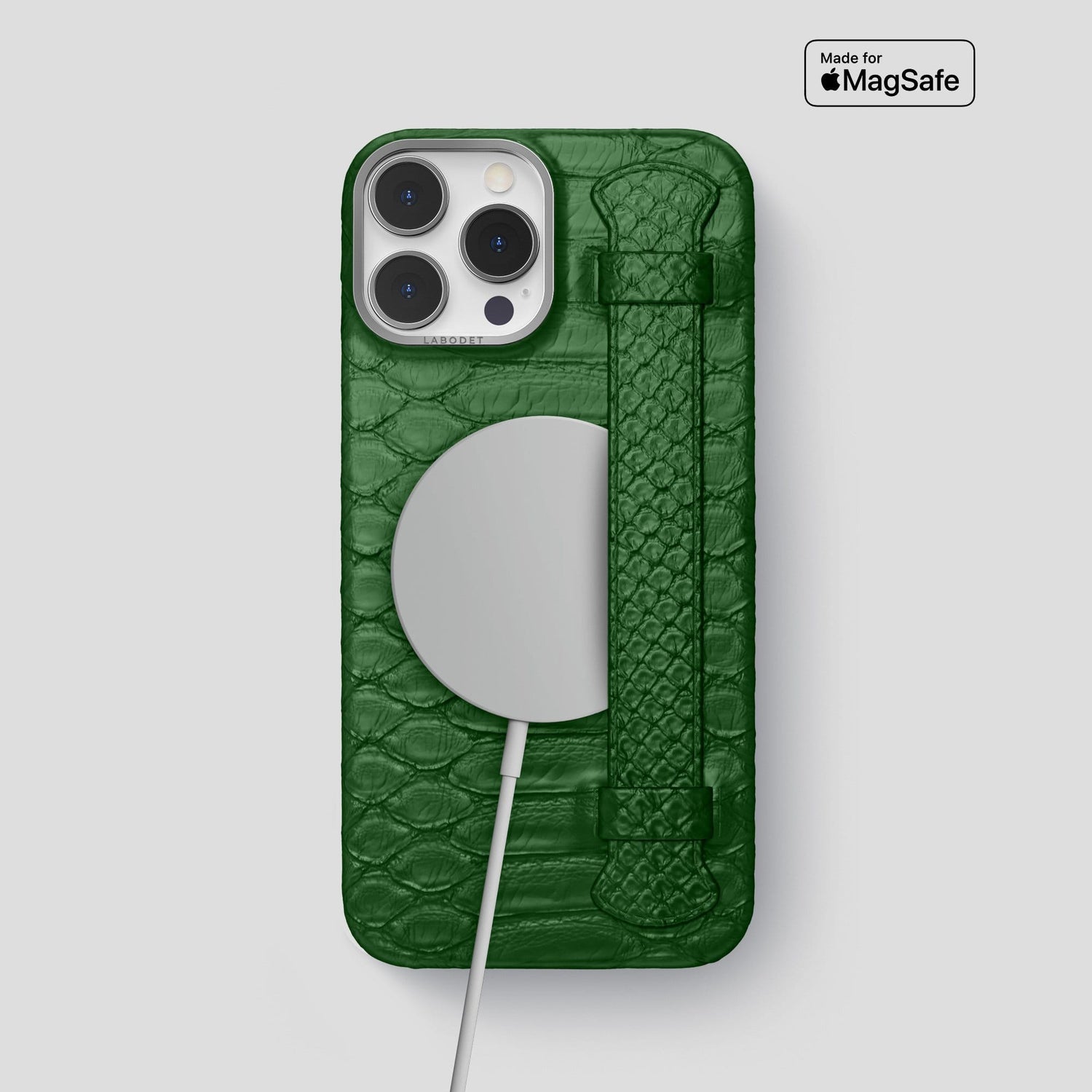 Green iPhone 14 Pro Max Strap Case Python with Steel Metal -5 | Green-Steel