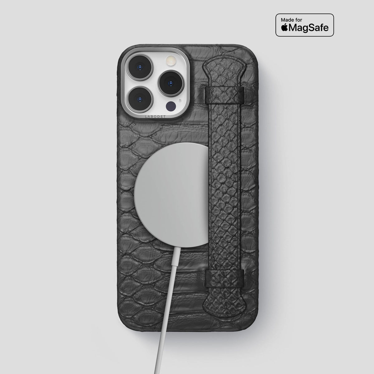 Grey iPhone 14 Pro Max Strap Case Python with Steel Metal -5 | Grey-Steel