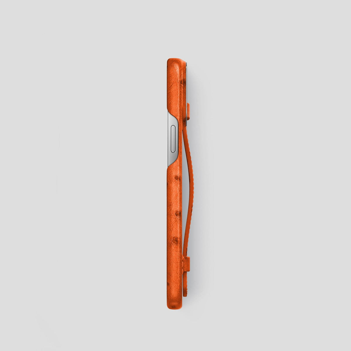 Orange iPhone 14 Pro Handle Case Ostrich with Steel Metal -3 | Orange-Steel