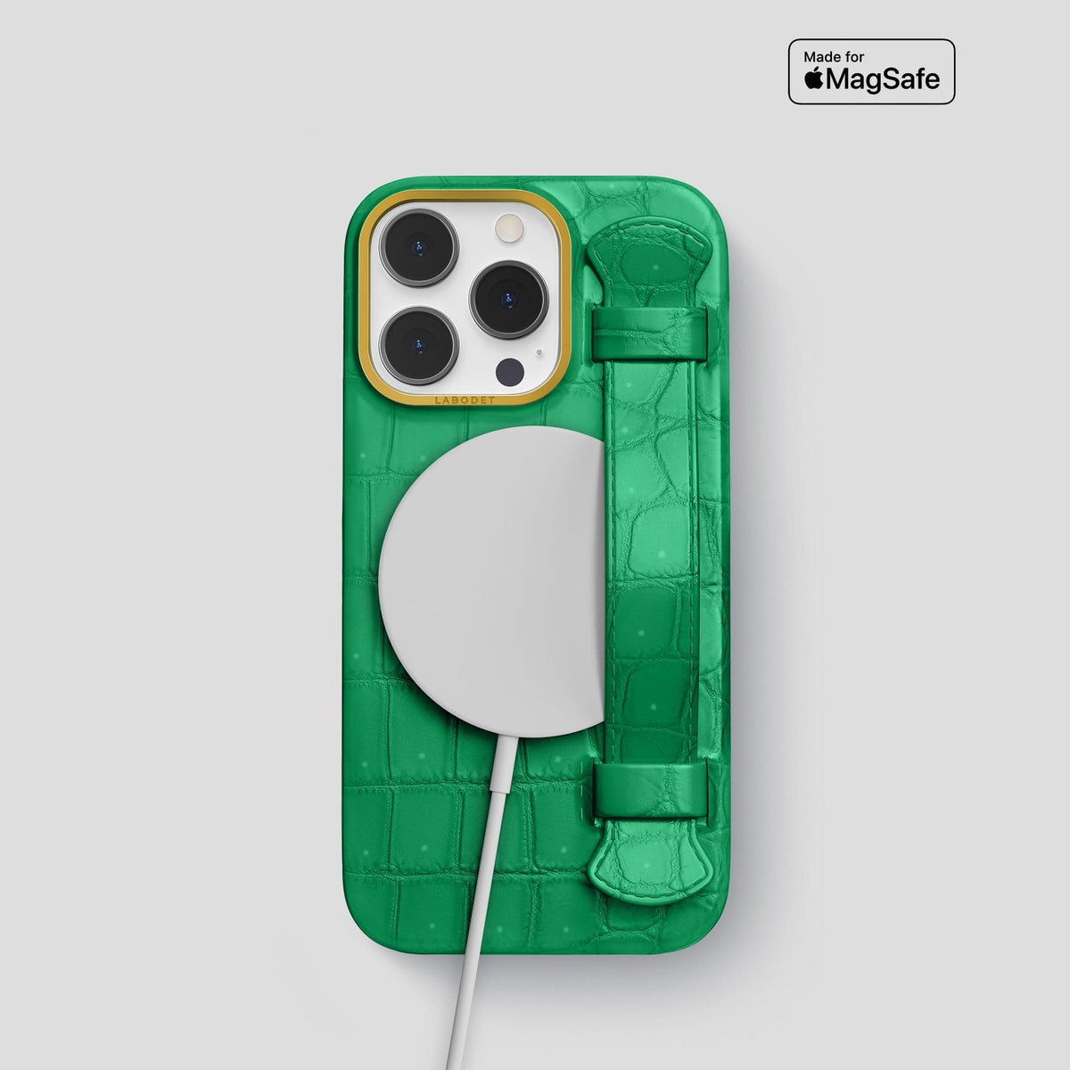 Cactus Green iPhone 14 Pro Strap Case with Gold Metal -5 | Cactus-Green-Gold