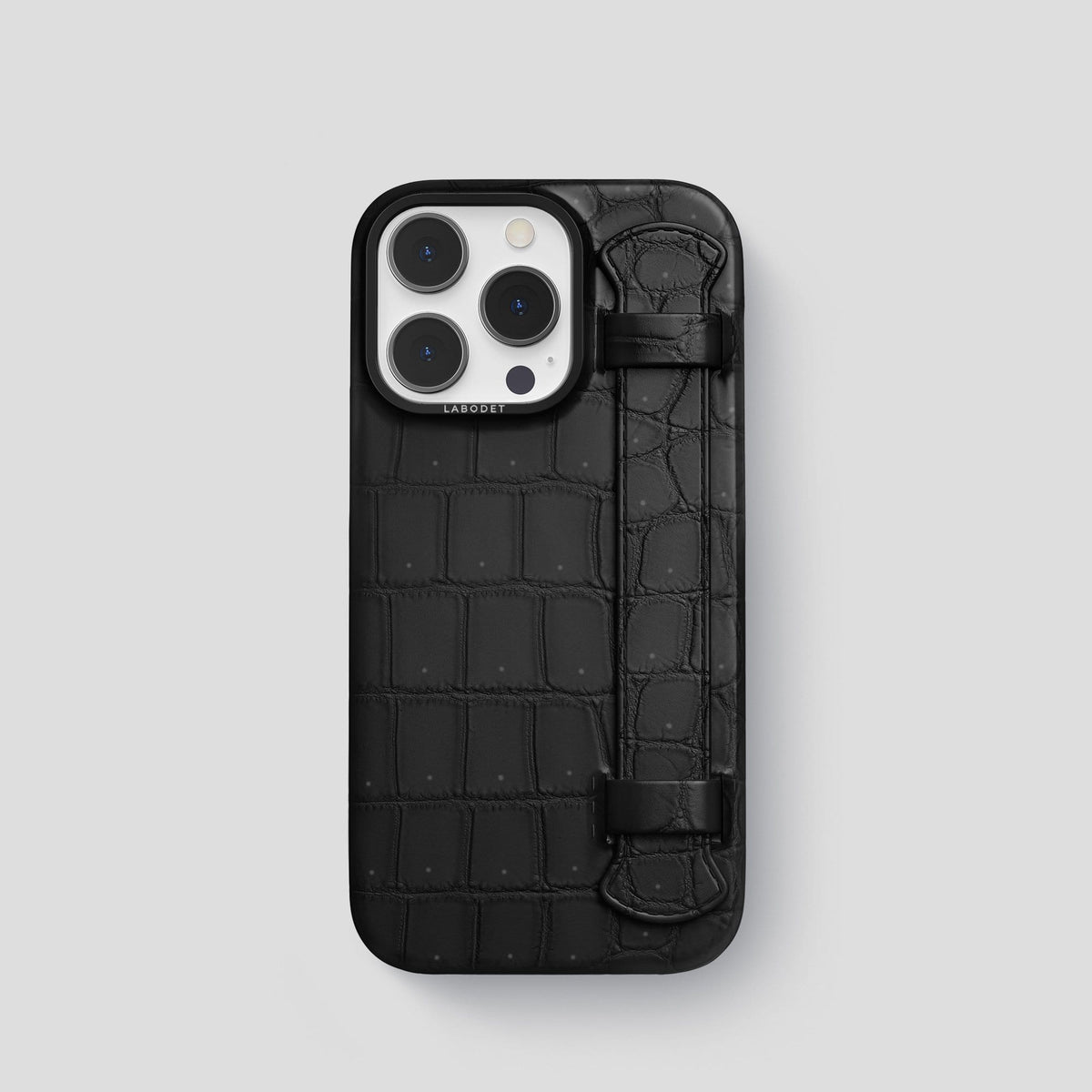 Black iPhone 14 Pro Strap Case with Black Metal -1 | Black-Black