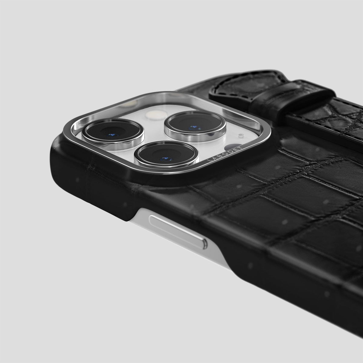 Black iPhone 14 Pro Strap Case with Steel Metal -6 | Black-Steel