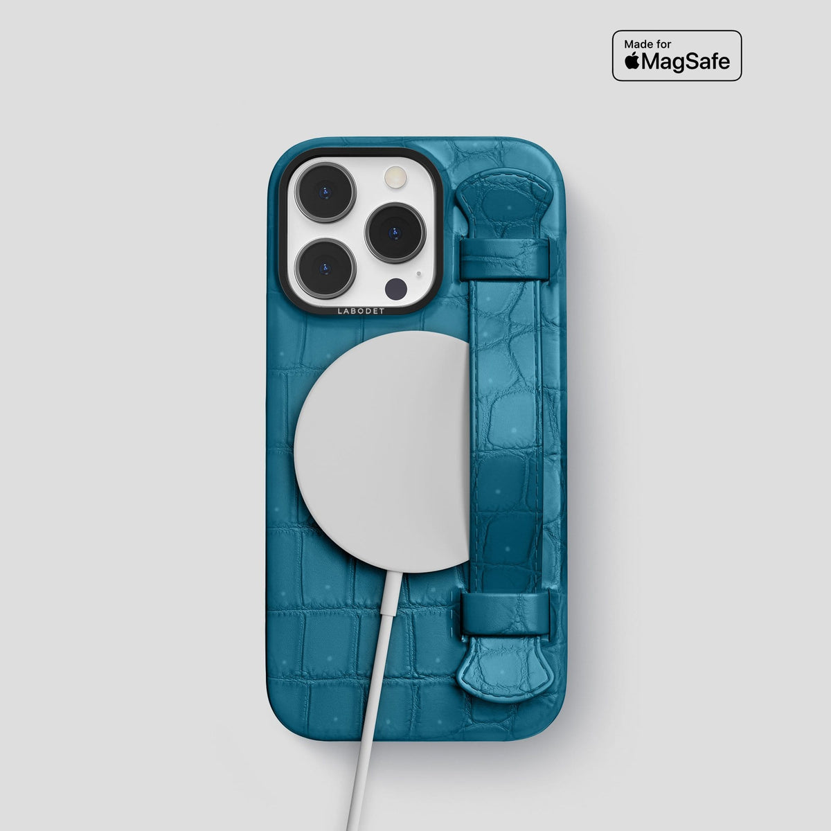 Duck Blue iPhone 14 Pro Strap Case with Black Metal -5 | Duck-Blue-Black