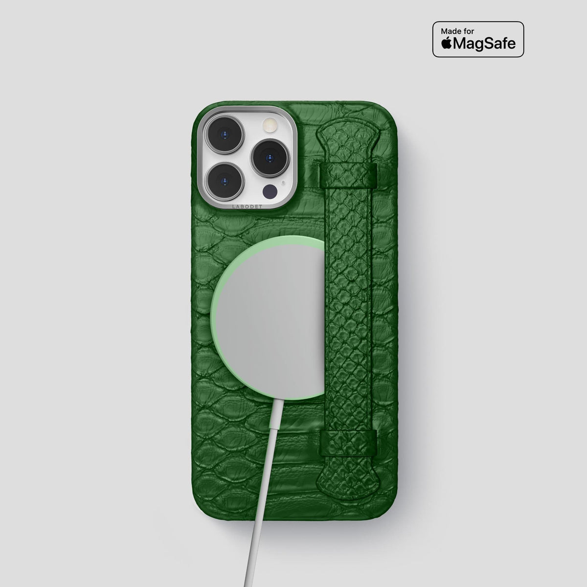 Green iPhone 14 Pro Strap Case Python with Steel Metal -5 | Green-Steel