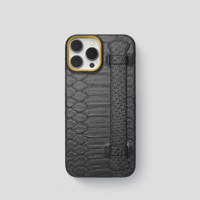 Grey iPhone 14 Pro Strap Case Python with Gold Metal -1 | Grey-Gold