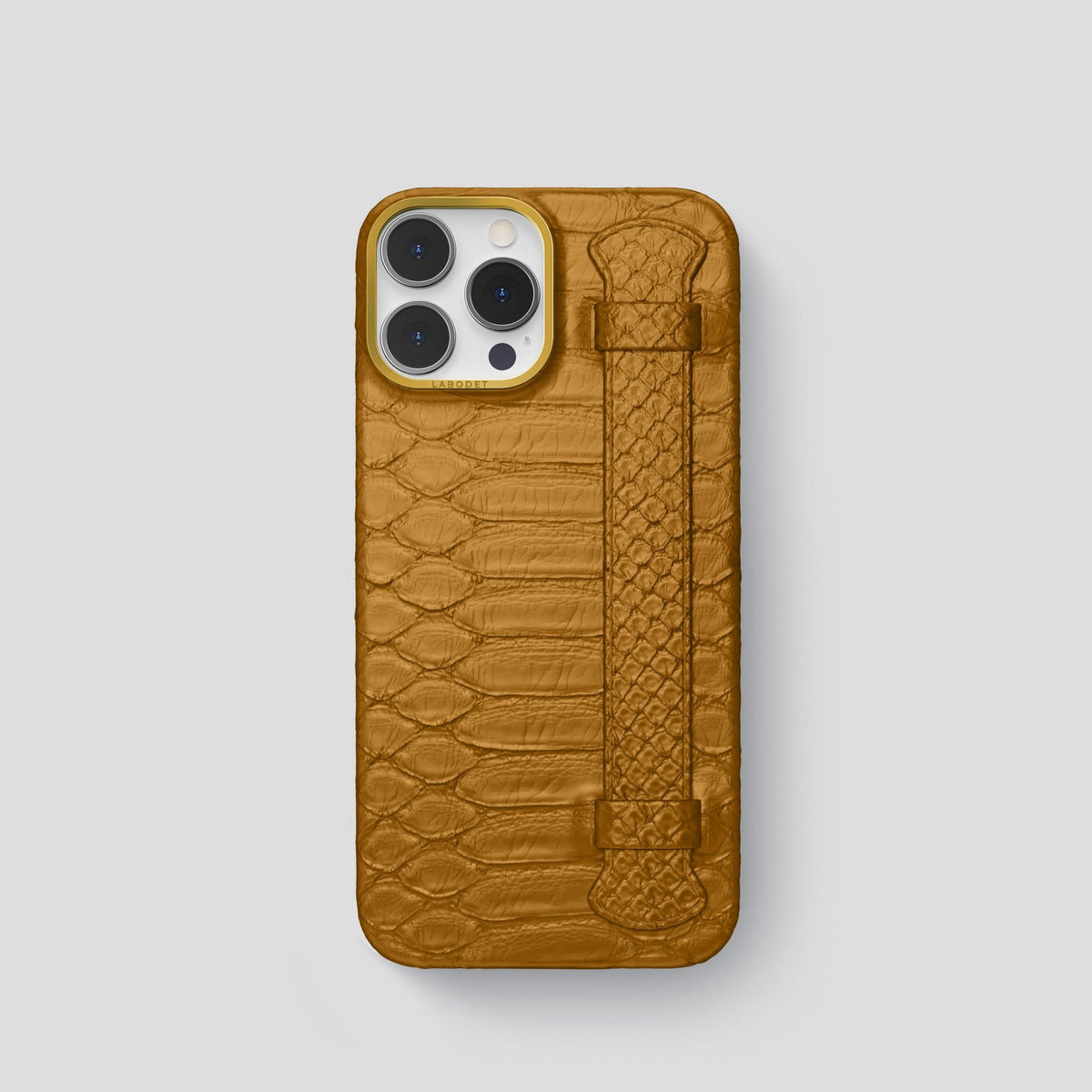 Honey iPhone 14 Pro Strap Case Python with Gold Metal -1 | Honey-Gold