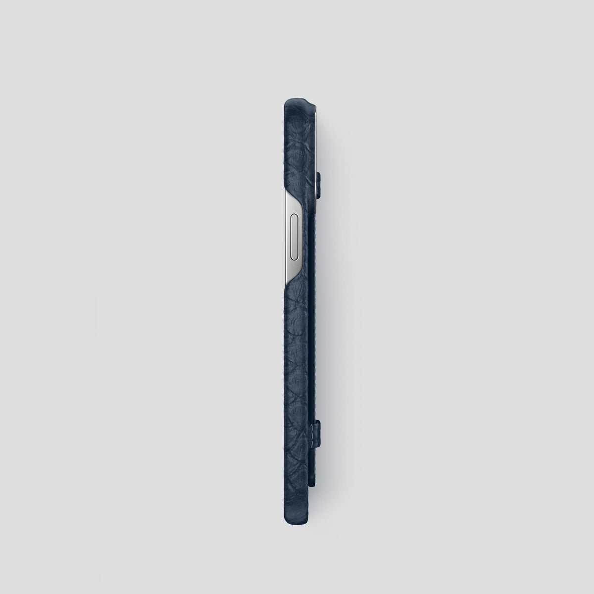 Navy Blue iPhone 14 Pro Strap Case Python with Steel Metal -3 | Navy-Blue-Steel