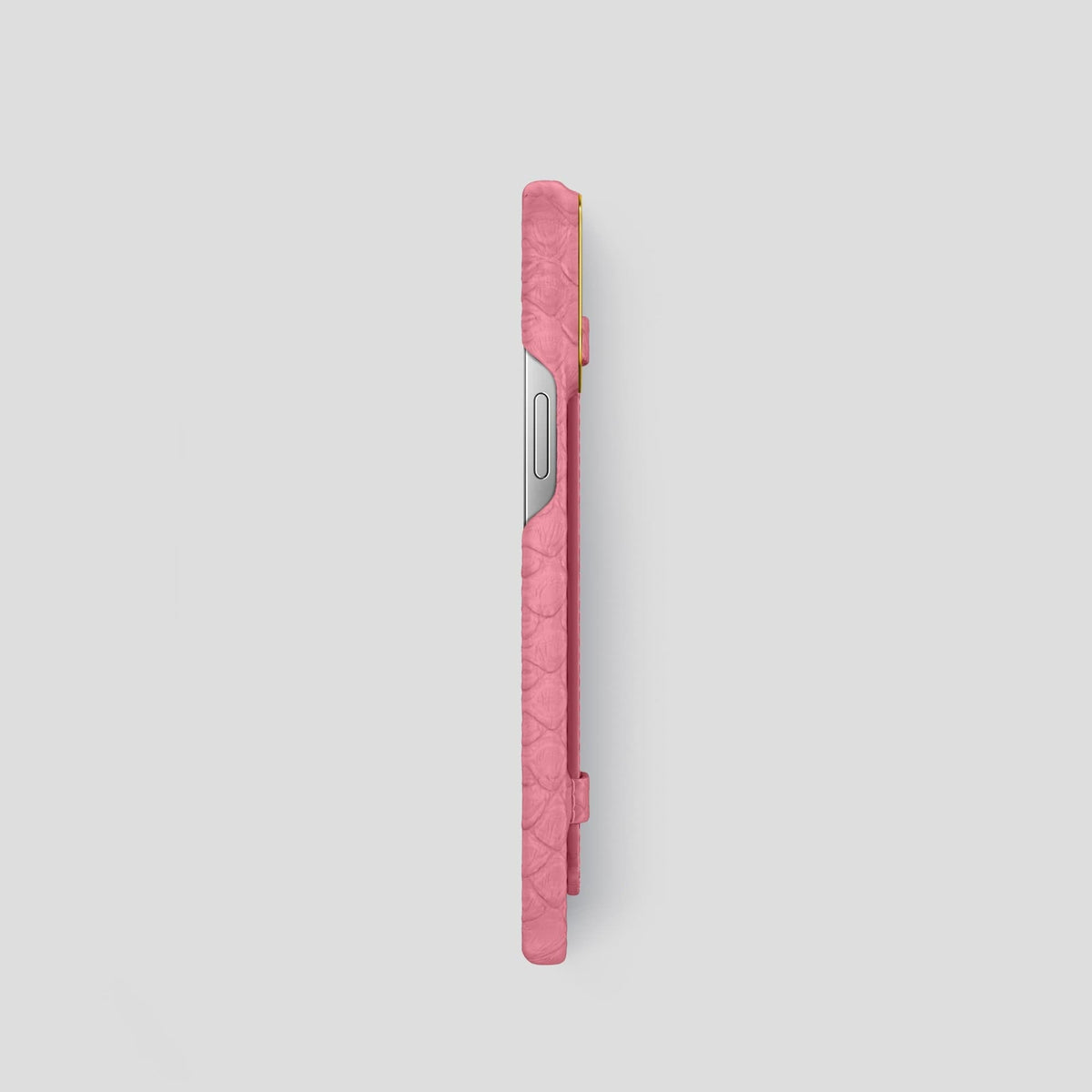 Pink iPhone 14 Pro Strap Case Python with Gold Metal -3 | Pink-Gold