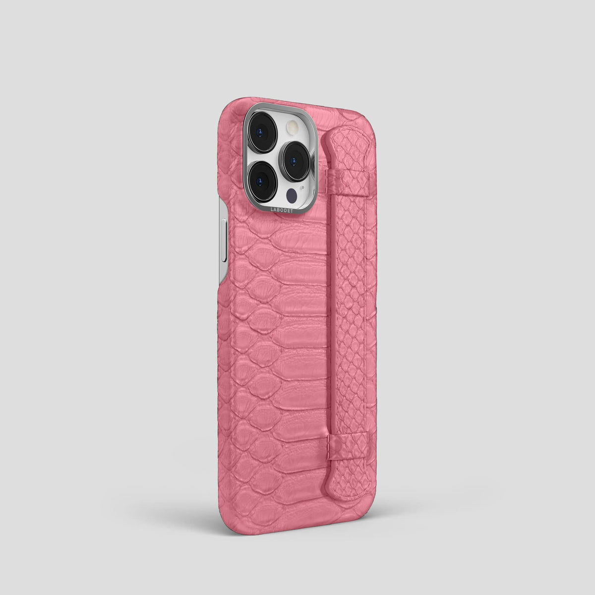 Pink iPhone 14 Pro Strap Case Python with Steel Metal -2 | Pink-Steel