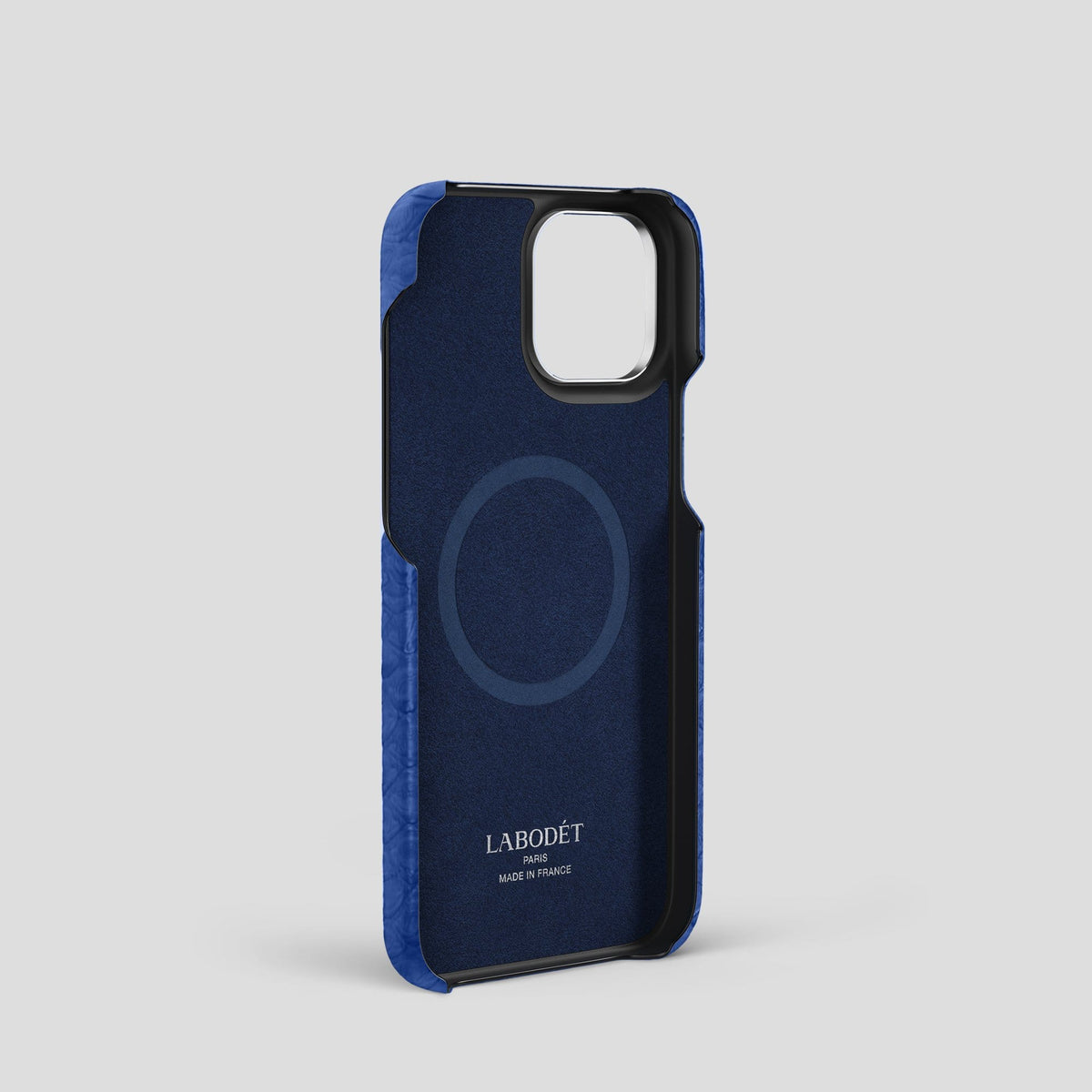 Royal Blue iPhone 14 Pro Strap Case Python with Steel Metal -4 | Royal-Blue-Steel