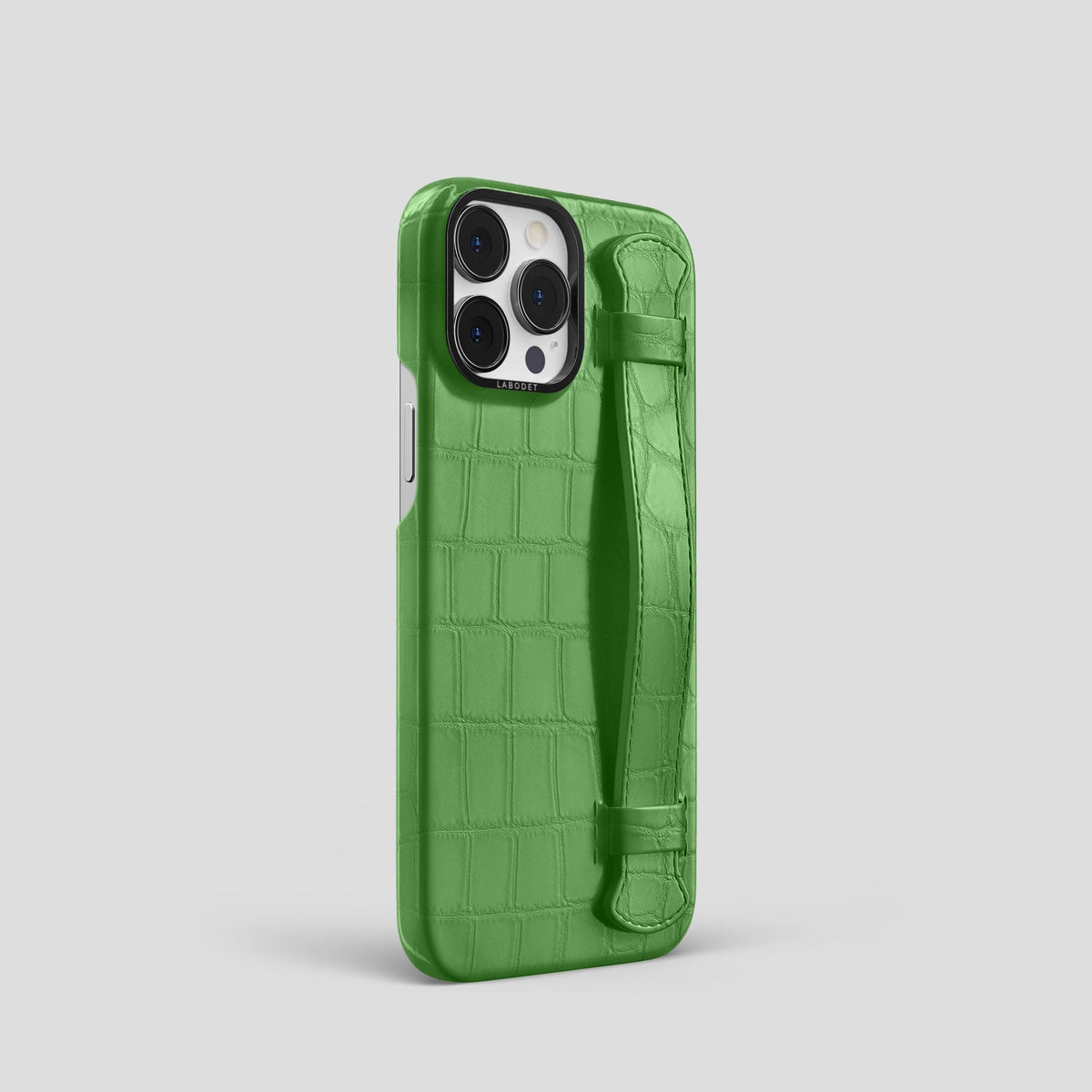 Apple-Green iPhone 14 Pro Strap Case Alligator with Black Metal -2 | Apple-Green-Black