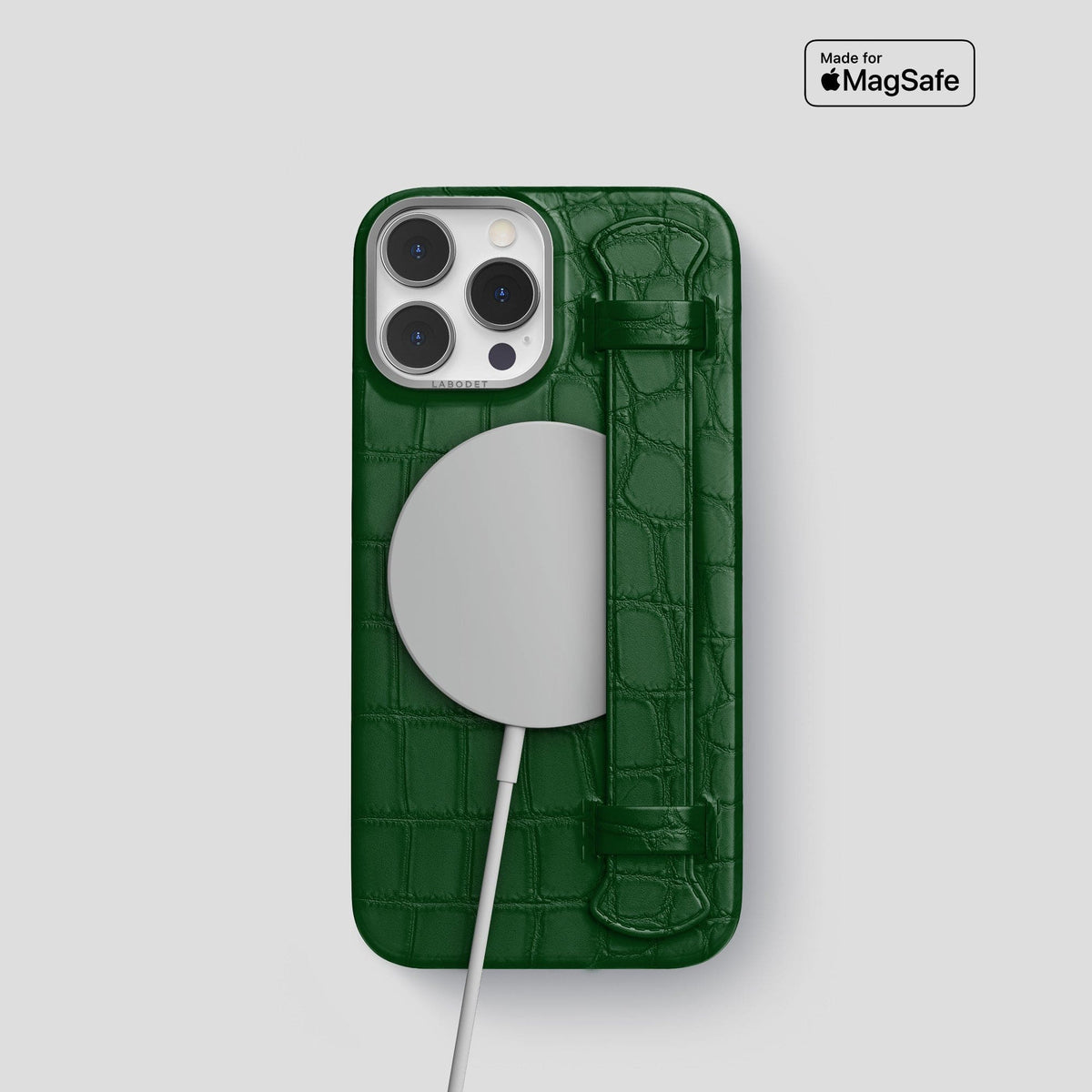 Forest-Green iPhone 14 Pro Strap Case Alligator with Steel Metal -4 | Forest-Green-Steel