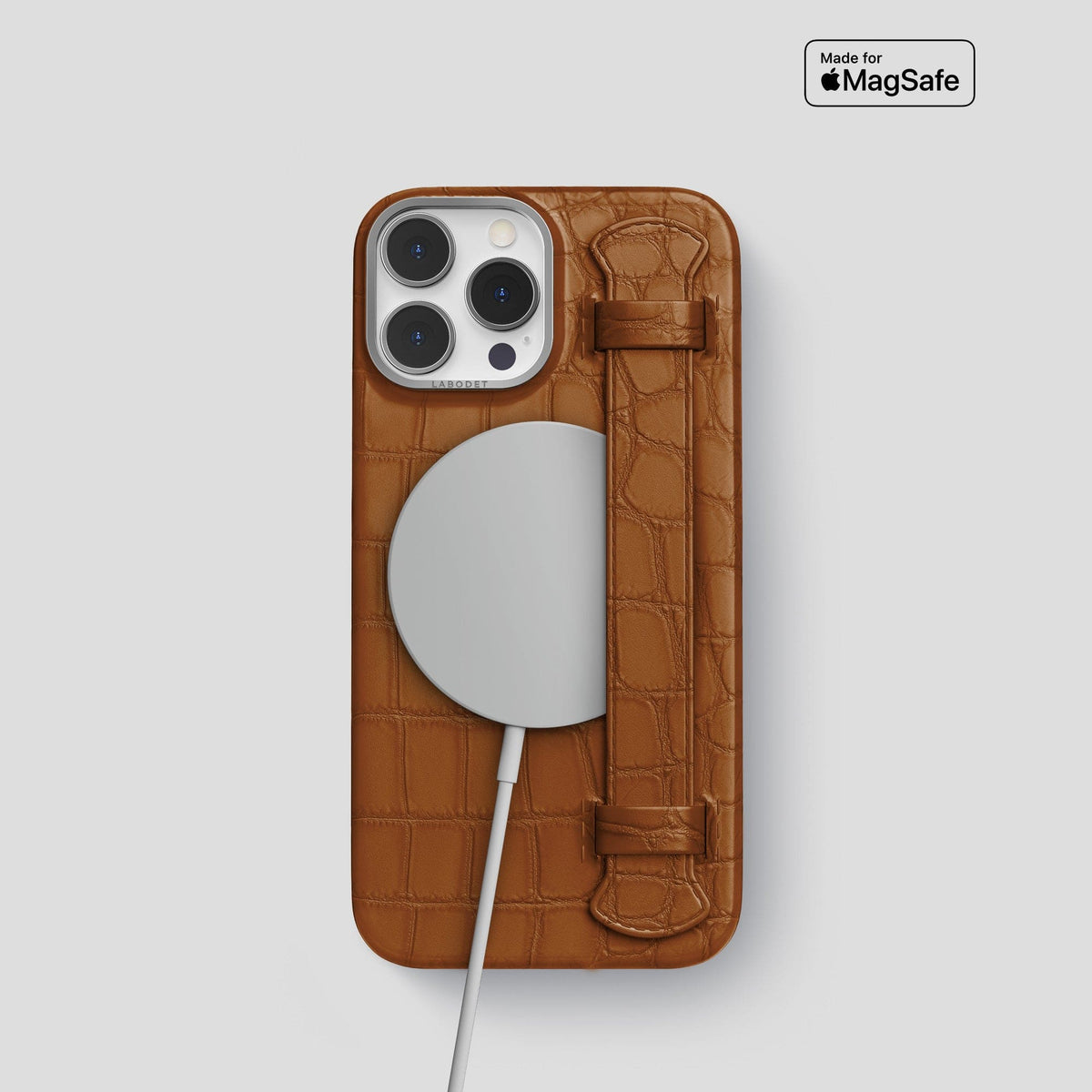 Honey iPhone 14 Pro Strap Case Alligator with Steel Metal -4 | Honey-Steel