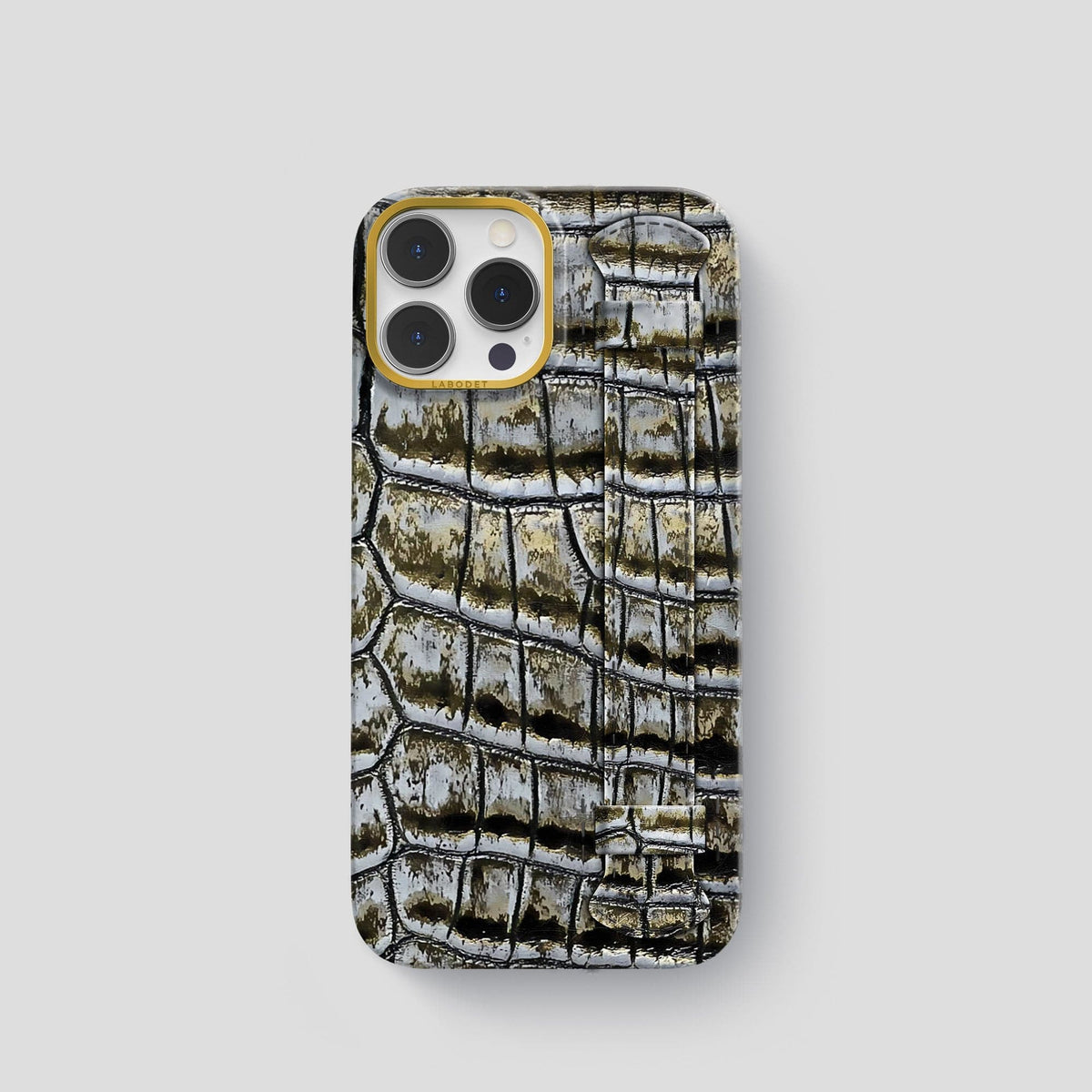 Antique-Bronze iPhone 14 Pro Himalaya Strap Case with Gold Metal -1 | Antique-Bronze-Gold