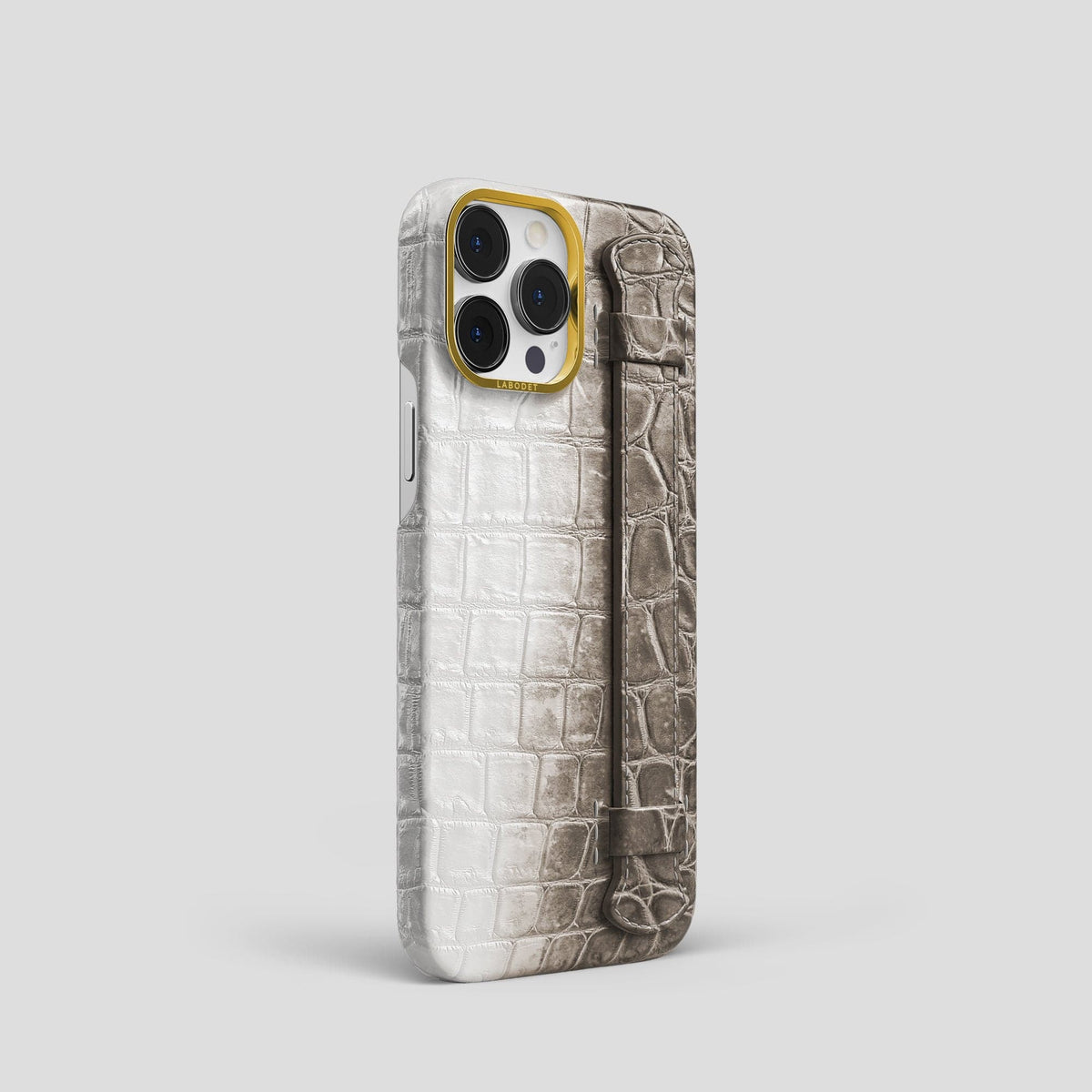 Dark iPhone 14 Pro Himalaya Strap Case with Gold Metal -2 | Dark-Gold