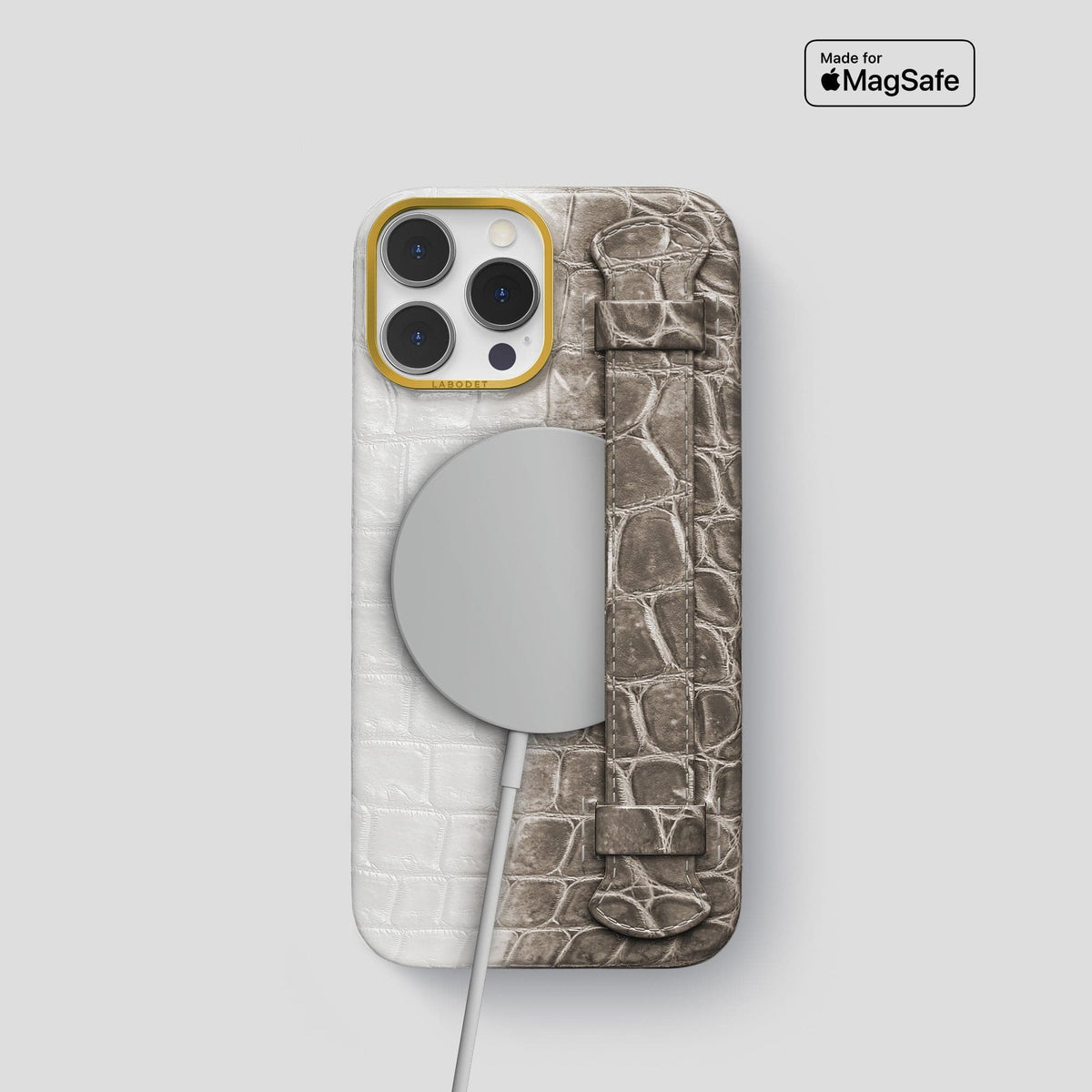 Dark iPhone 14 Pro Himalaya Strap Case with Gold Metal -5 | Dark-Gold