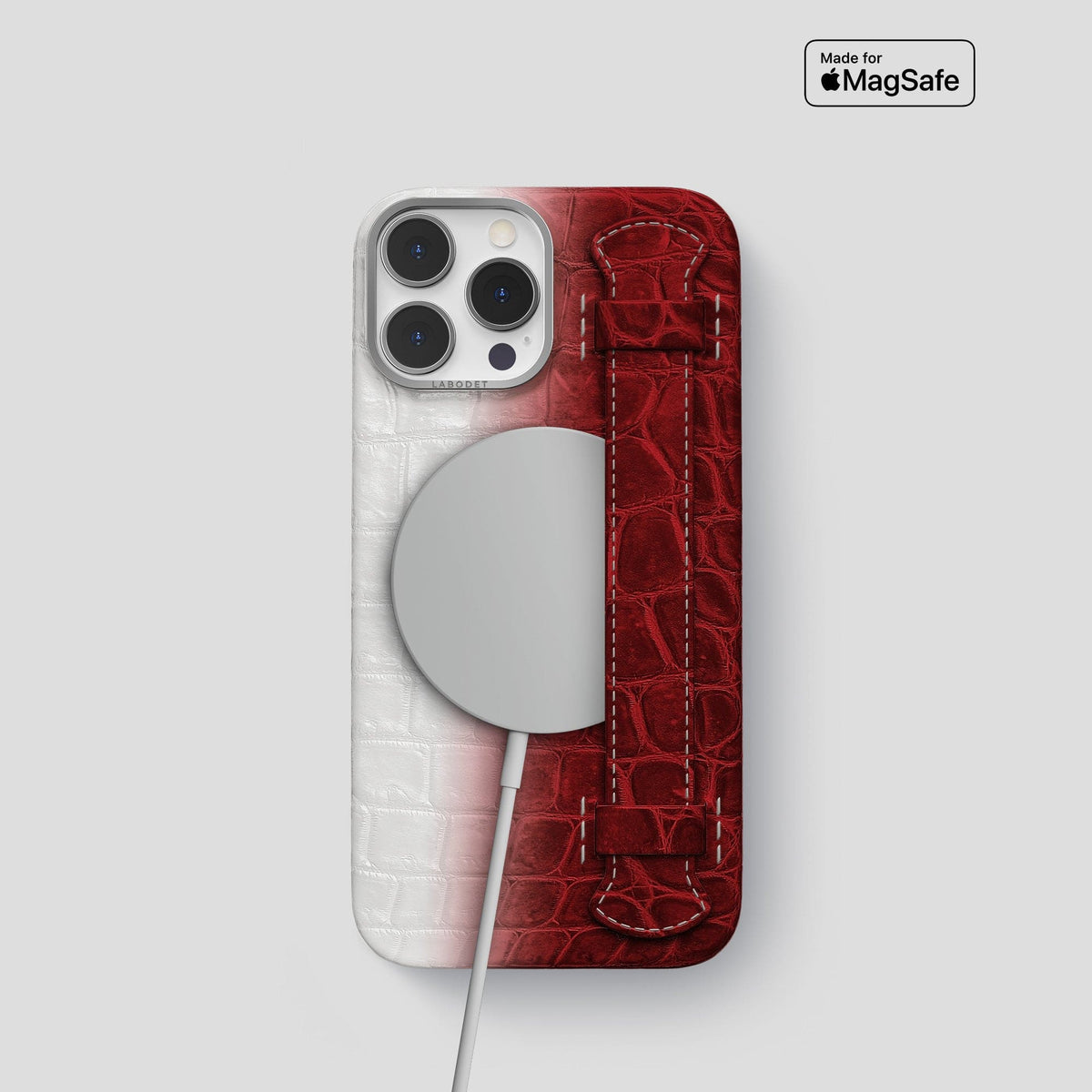 Red iPhone 14 Pro Himalaya Strap Case with Steel Metal -5 | Red-Steel