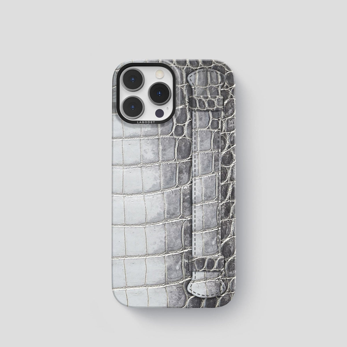 Silver iPhone 14 Pro Himalaya Strap Case with Black Metal -1 | Silver-Black
