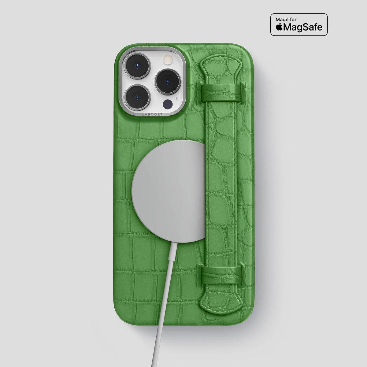 Apple-Green iPhone 14 Pro Max Strap Case Alligator with Steel Metal -4 | Apple-Green-Steel