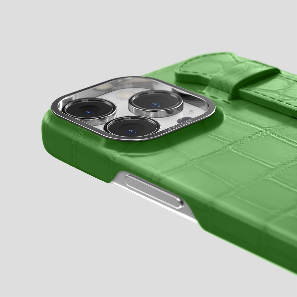 Apple-Green iPhone 14 Pro Max Strap Case Alligator with Steel Metal -5 | Apple-Green-Steel